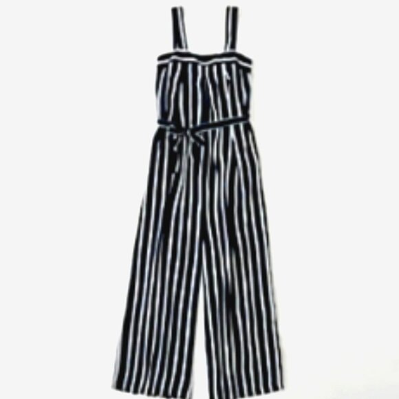 ABERCROMBIE AND FITCH Blue   White Pinstriped Wide Leg Jumpsuit Size XS - Picture 1 of 7